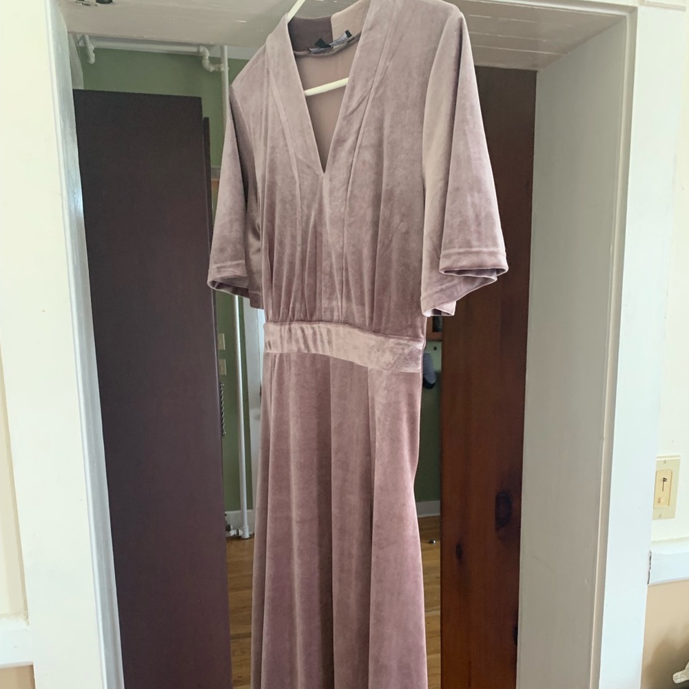 Metallic Gray Velvet Maxi